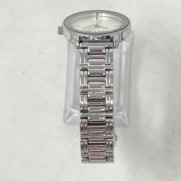 Anne Klein Diamond Watch Women 32mm Silver Tone Round New Battery 7.25" - Picture 7 of 14